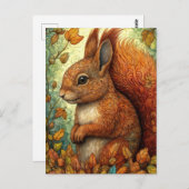 キュートなリスお洒落秋林 ポストカード (正面/裏面)