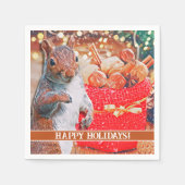 キュートなリスのクリスマスナッツ スタンダードカクテルナプキン (正面)