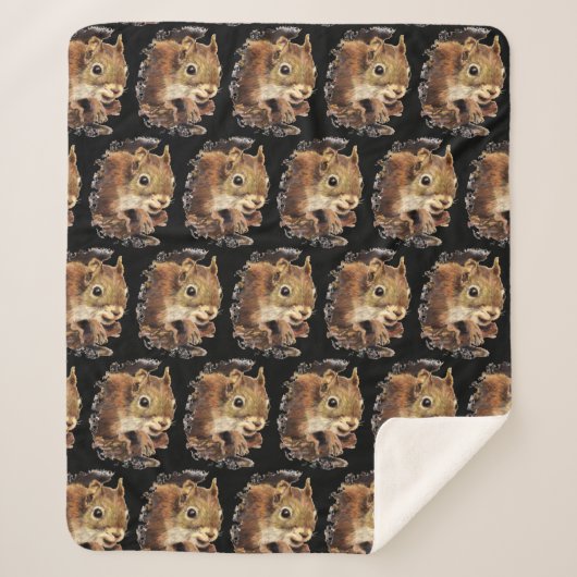 キュートなリスの好奇心おもしろい動物の水のカラーアート シェルパブランケット (正面)