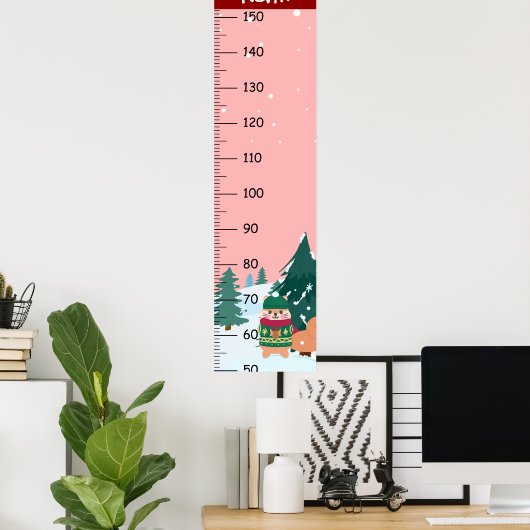 キュートなリスの成長チャートのメトリック ポスター (ホームオフィス)