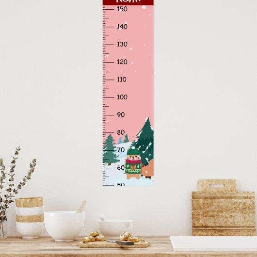 キュートなリスの成長チャートのメトリック ポスター (キッチン)