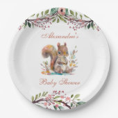 キュートなリスの森の森の木の国の赤ちゃんシャワー ペーパープレート (正面)