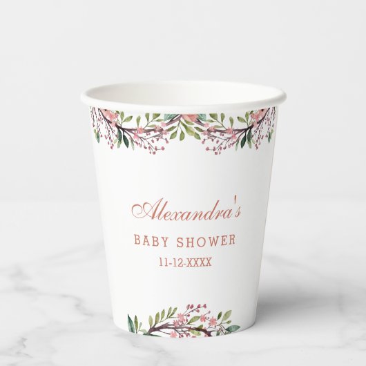 キュートなリスの森の森の木の国の赤ちゃんシャワー 紙コップ (裏面)