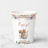 キュートなリスの森の森の木の国の赤ちゃんシャワー 紙コップ (正面)