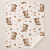 キュートなリスの森の模様 シェルパブランケット (正面)