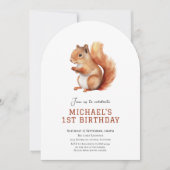 キュートなリスの森の誕生日の招待状 招待状 (正面)