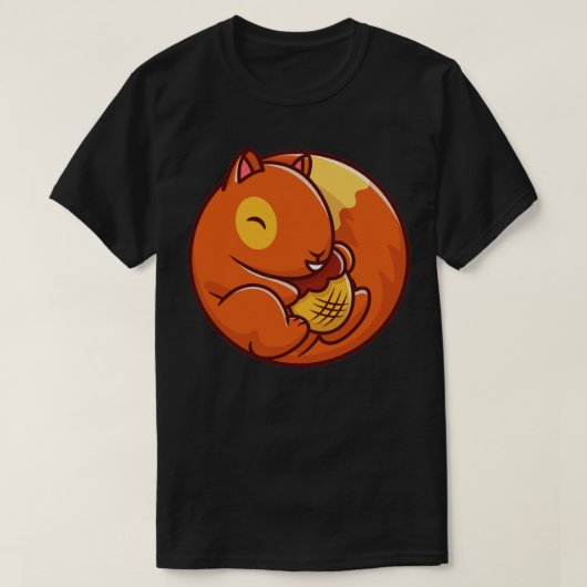 キュートなリス持ちアコーンナット Tシャツ (デザイン正面)