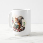 キュートなリス本の愛好家がモノグラムを追加 コーヒーマグカップ (正面左)