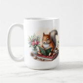 キュートなリス本の愛好家がモノグラムを追加 コーヒーマグカップ (左)