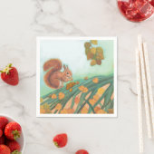 キュートなリス食べルはハゼルナッツイラストレーション スタンダードカクテルナプキン (インサイチュ)