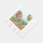 キュートなリス食べルはハゼルナッツイラストレーション 縁ありランチョンナプキン (角)