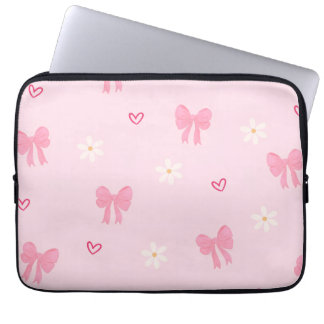 キュートなリボンとフラワーハートのラップトップバッグ 🎀🌸 ラップトップスリーブ