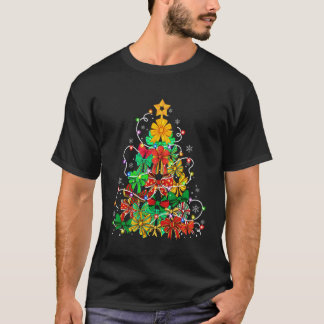 キュートなリボンのクリスマスツリー クリスマス ホリデー ガーリーな外出用コーデ Tシャツ