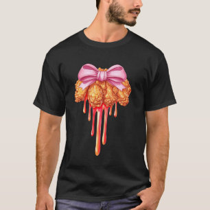 キュートなリボンのニワトリの翼の女の子ママ ピンクの母の日 Tシャツ