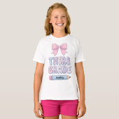 キュートなリボンのパステルカラー女子小学校3年生カスタムデザイン Tシャツ (正面フル)