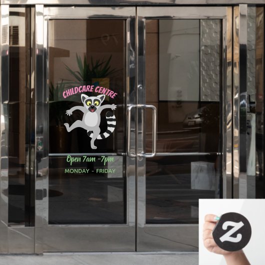 キュートなリングの尻尾踊り漫画イラストレーション ウィンドウサイン (オフィスドア)