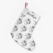 キュートなリングの尻尾踊り漫画イラストレーション スモールクリスマスストッキング (正面 (吊り時))