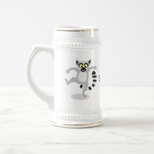 キュートなリングの尻尾踊り漫画イラストレーション ビールジョッキ (左)