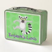 キュートなリングの尻尾踊り漫画イラストレーション メタルランチボックス (裏面)