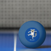 キュートなリングの尻尾踊り漫画イラストレーション 卓球ボール (ネット)