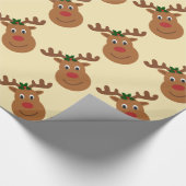 キュートなルドルフ赤ノーズのトナカイのクリスマス ラッピングペーパー (角)