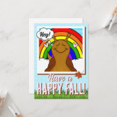 キュートなレインボーとリーフ秋 | あいさつ カード (正面/裏面インサイチュ)