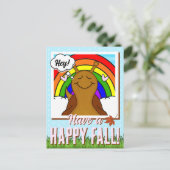 キュートなレインボーとリーフ秋 | ポストカード (スタンド正面)