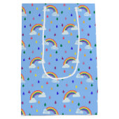 キュートなレインボースカイレインドロップパーティー ミディアムペーパーバッグ (裏面)