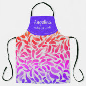 キュートなレインボーモノグラムのアーティストブラシストローク エプロン (正面)