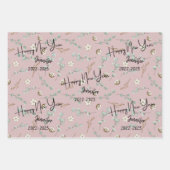 キュートなレインボーユーカリ葉&パターン新年 ラッピングペーパーシート (正面2)