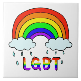 キュートなレインボー かわいいドゥードル LGBTQ タイル
