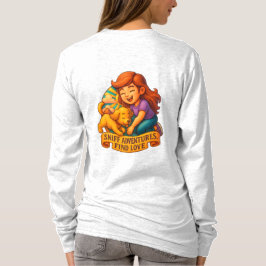 キュートなレディと子犬の3Dイラスト Fur Lies Love Rises Tシャツ