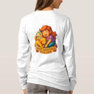 キュートなレディと子犬の3Dイラスト Fur Lies Love Rises Tシャツ