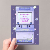 キュートなレトロアーケードゲームの子供の誕生日 アクリル招待状 (インサイチュ (ポータブル))