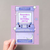 キュートなレトロアーケードゲームの子供の誕生日 アクリル招待状 (インサイチュ (ポータブル))