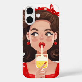キュートなレトロガール カクテルフォンケース iPhone 16ケース