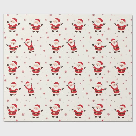 キュートなレトロサンタのクリスマス包装紙 ラッピングペーパー (フラット)