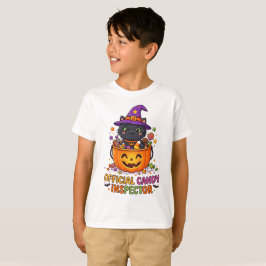キュートなレトロハロウィンの子供用Tシャツ、キャンディー検査官 Tシャツ