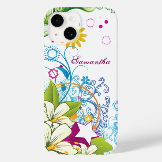 キュートなレトロフラワーと星 ギャル系グランジ Case-Mate iPhoneケース (裏面)