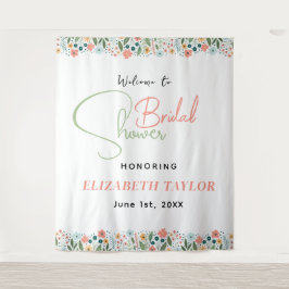 キュートなレトロフラワーのブライダルシャワー タペストリー