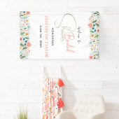 キュートなレトロフラワーのブライダルシャワー 横断幕 (インサイチュ)