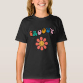 キュートなレトロフラワー グルービー Tシャツ (正面)