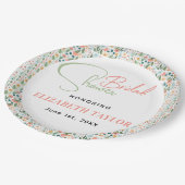 キュートなレトロフラワー ブライダルシャワー ペーパープレート (アングル)