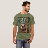 キュートなレトロボホ可愛いナマケモノのビブス限定 Tシャツ (正面フル)