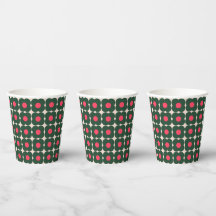 キュートなレトロポップフラワーパターンクリスマスグリーンとピンク