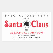 キュートなレトロ赤サンタクロースデスク クリスマス便 長方形シール (正面)