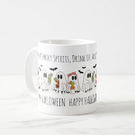 キュートなレトロ風の面白い格言コウモリ ハッピーハロウィン ゴースト コーヒーマグカップ