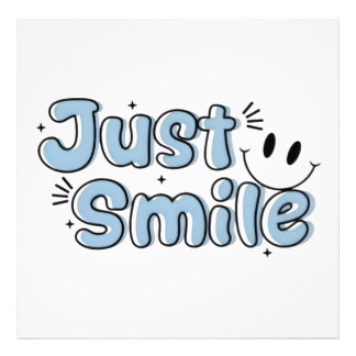 キュートなレトロ "Just Smile" タイポグラフィーポスター フォトプリント