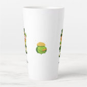 キュートなレプレシャン、書道と金ゴールドのポット カフェラテマグ (正面)