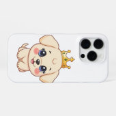 キュートなロイヤル・パピー+ゴールドクラウン | かわいい iPhoneケース (裏面横)